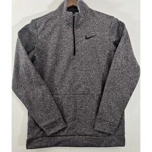 Nike Sweater Men’s Medium Gray Fleece Lined Henley High Neck Pullover Swoosh